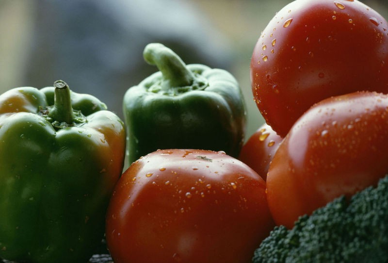 Green Peppers and Red Tomatoes
