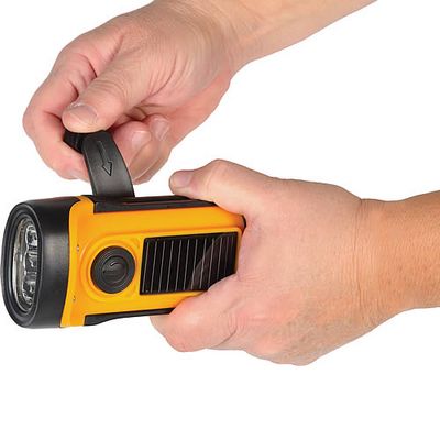 Solar and Hand-Powered Safety Flashlight