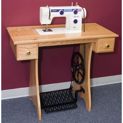 Treadle Sewing Machine with Oak Cabinet