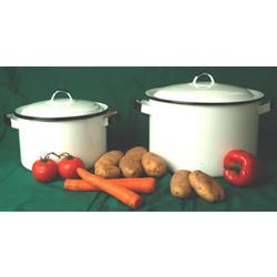 Enamelware stock pots and other stock pots available at Lehmans.com or Lehman's in Kidron, Ohio.