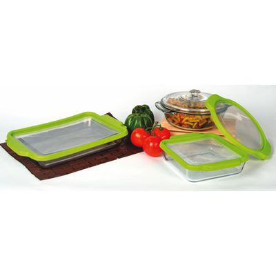 Our glass bakeware comes in three sizes, including the versatile "9 by 13". Find out more at Lehmans.com.