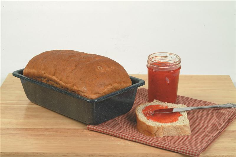Breads bake up evenly and brown beautifully in Lehman's enamelware loaf pan. Available now at Lehmans.com or Lehman's in Kidron, Ohio.