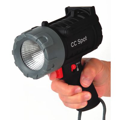 Battery-powered LED spotlight can give 175 hours of illumination.