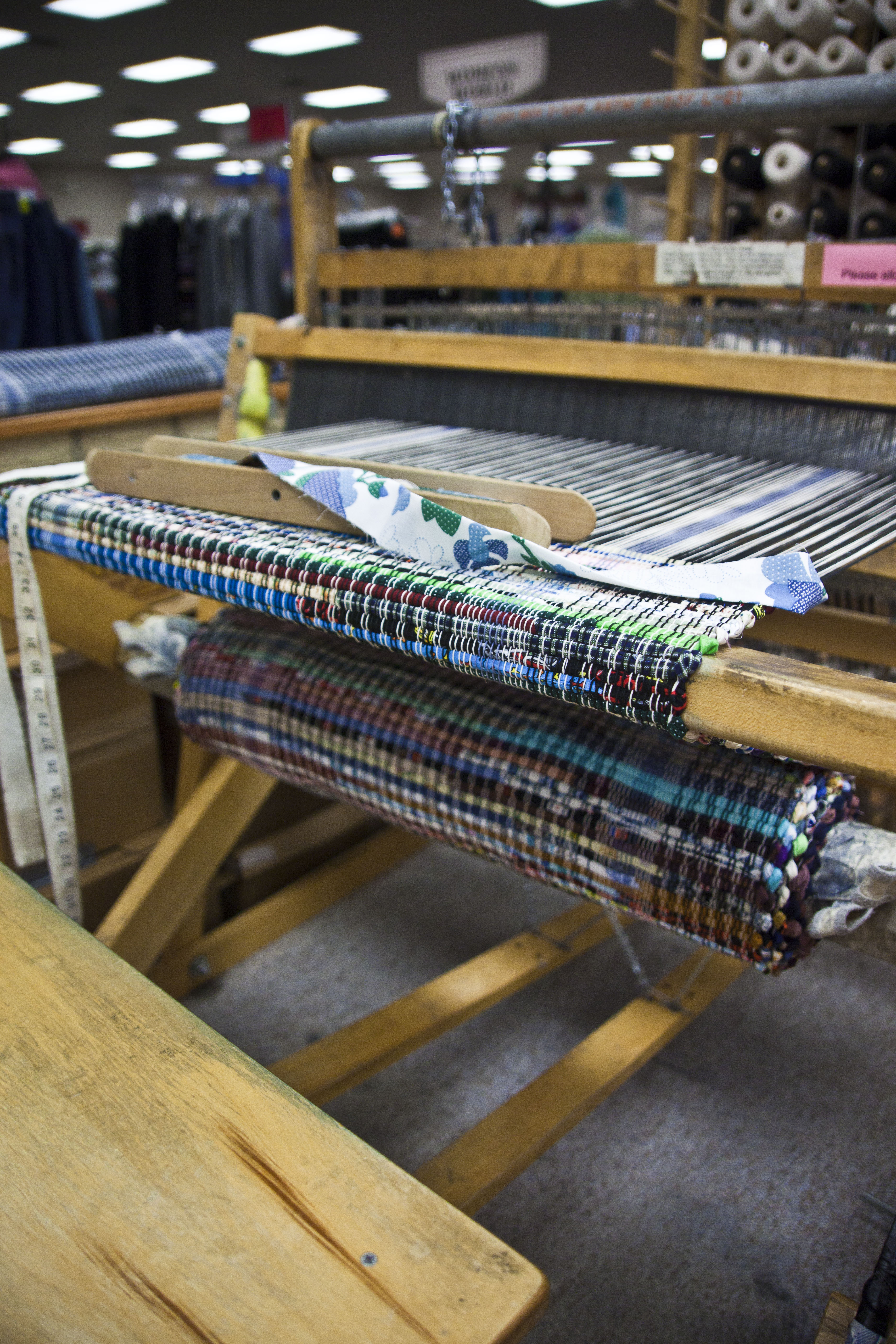 The loom at MCC Connections where denim rugs (and other types of rugs) are made.