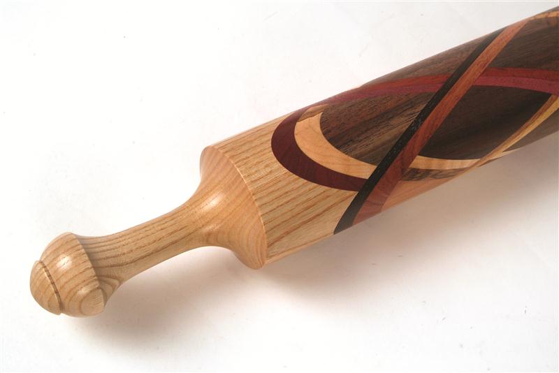 Laminated hardwood rolling pin in domestic and exotic woods, by Bill and Gladys Nelson. Learn more at Lehmans.com.