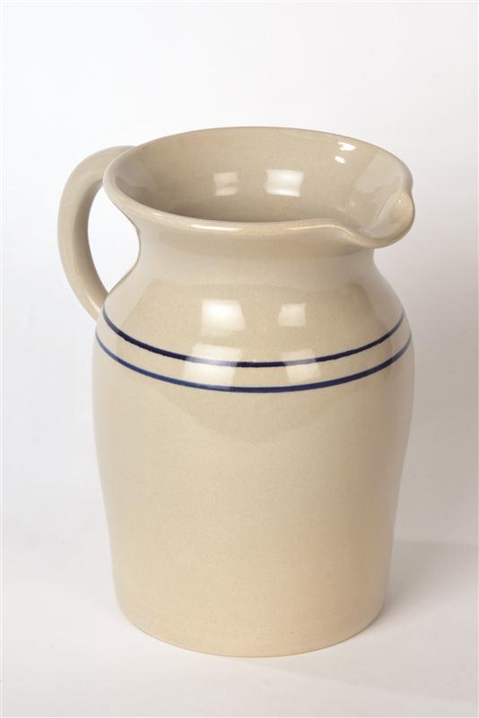 Heritage Blue Stripe Stoneware Pitcher keeps tea cooler longer! Holds 3 quarts, available now at Lehmans.com.