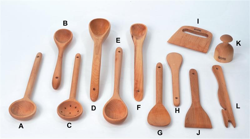 Hardwood utensils, made in Ohio.