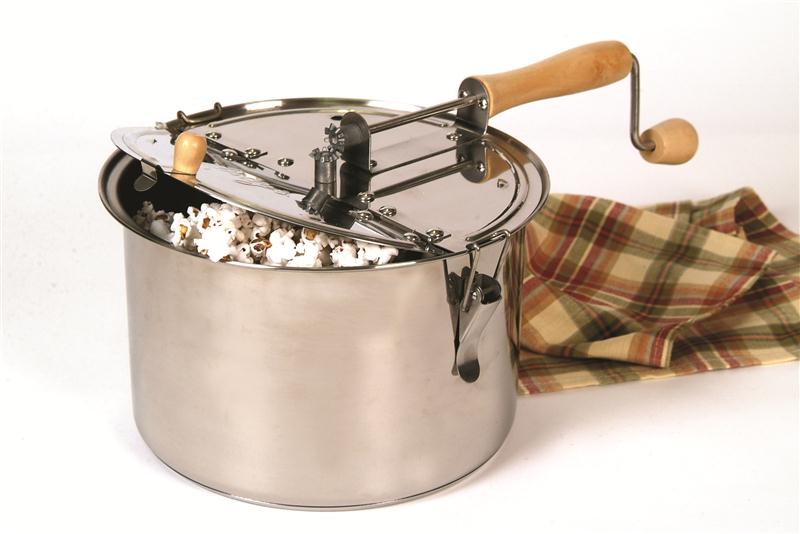 Our Stainless Steel Popper makes a whole batch of popcorn in the time it takes electrics to heat up! In stock now at Lehmans.com.