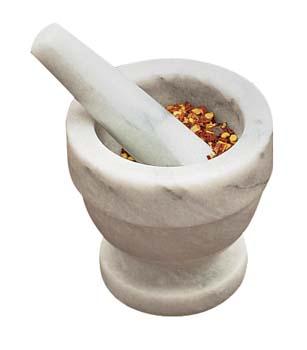 Vintage style in a practical, compact marble mortar and pestle from Lehmans.com.