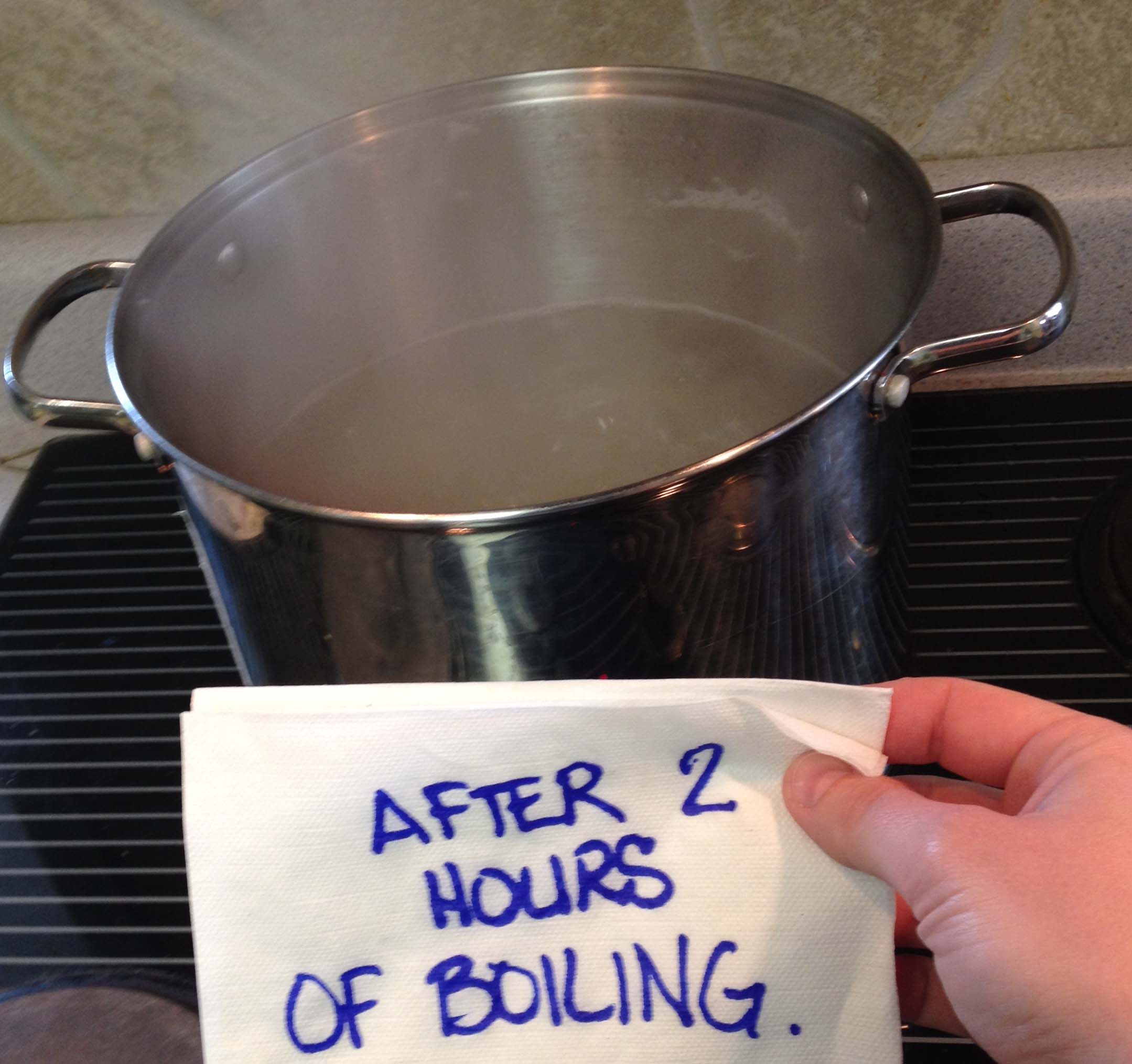 Boiling sap for syrup.