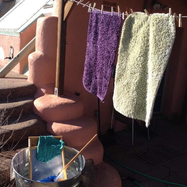 This is my set-up when I'm doing hand laundry on the porch.