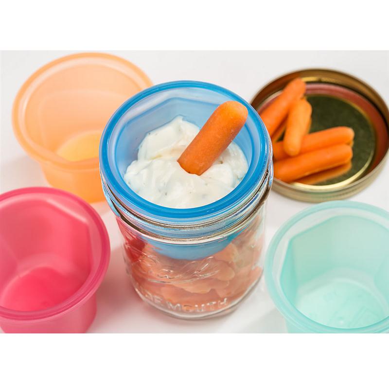 Older students and college-agers may appreciate the Lunch-In-A-Jar divider. Just pop in favorite veggies and dip. At Lehmans.com.