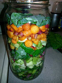Fresh veg ready to ferment in half gallon jar