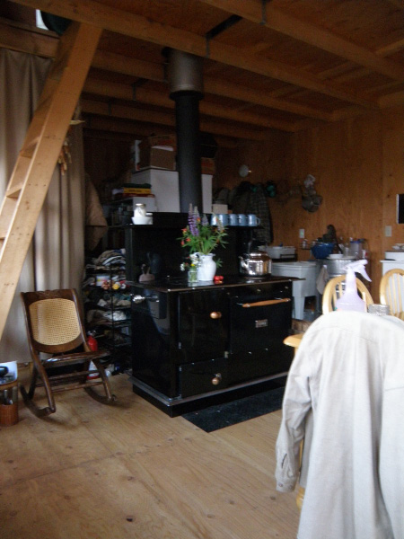 Rene's Pioneer Princess Wood Cook Stove is at the center of her family's cabin lifestyle.