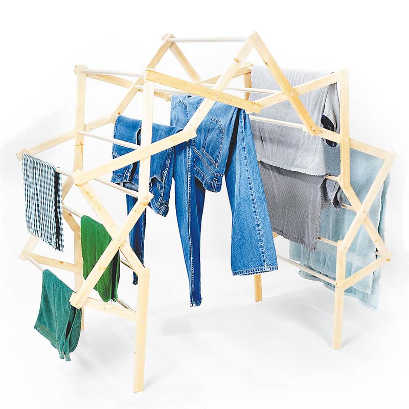 Extra-large arch drying rack can be set up over a furnace vent or fan for added air circulation and faster drying.