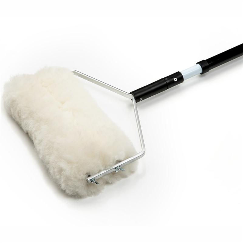 Lamb's wool contains natural lanolin and generates static electricity to produce a "dust magnet". Extendable duster is specifically made to clean hard-to-reach ceiling fans.