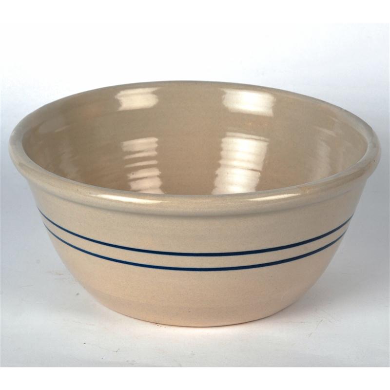 Extra-large, 16" mixing bowl is hand-thrown in the USA and ready for your big batches of bread dough, meatloaf or salads. Pretty enough to use as a serving bowl. At Lehmans.com and our store in Kidron, Ohio (other sizes available, too).