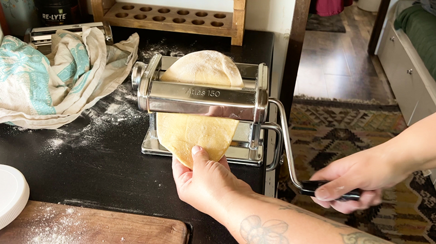 rolling pasta dough