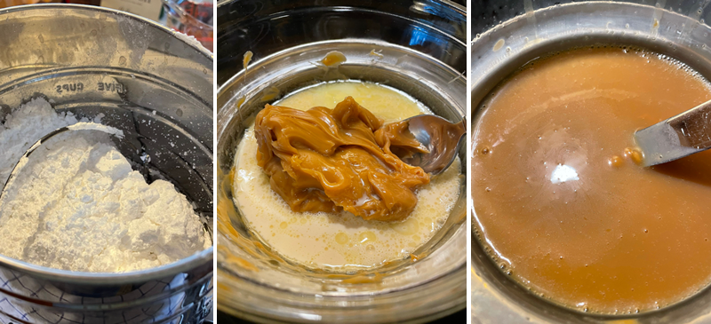 mixing ingredients for caramel frosting
