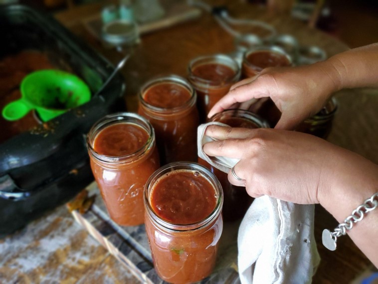 canning jars of food