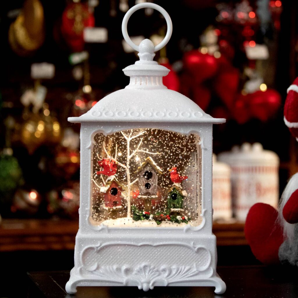 Christmas Shimmer LED Lantern with Cardinals