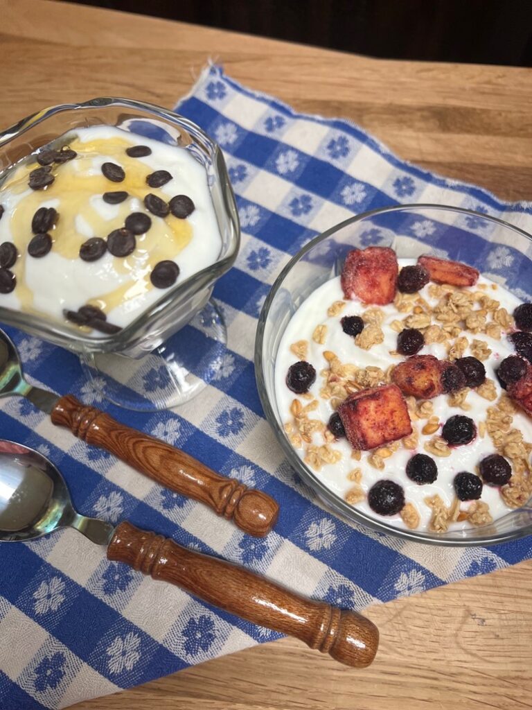 Homemade yogurt with toppings