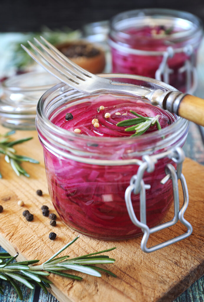 pickled onions in jars