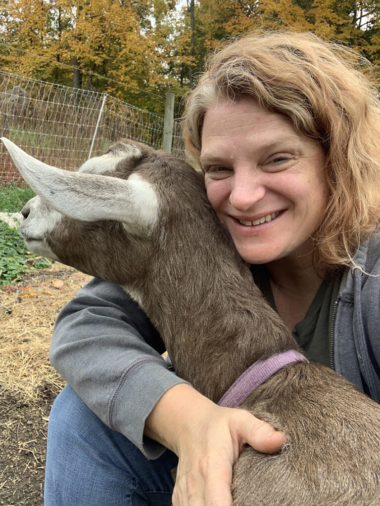 Sarah with goat