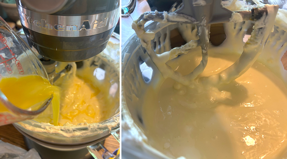 Mixing the rest of ingredients for cheesecake