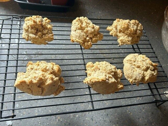 Gluten-free biscuits on cooling rack