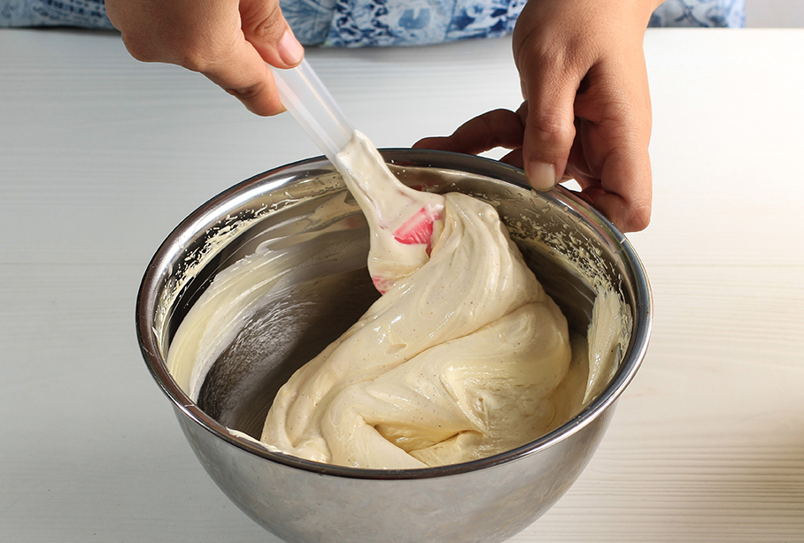 Tip: Fold ingredients in bowl with spatula