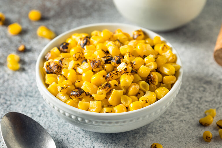 Roasted corn kernels in bowl