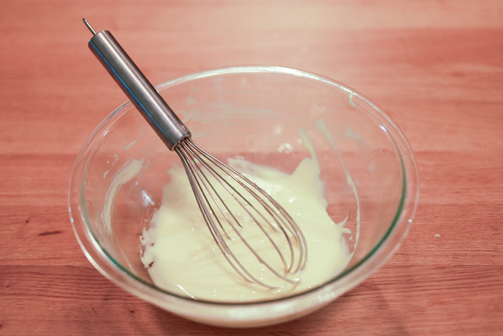 fluffy egg and sugar mixture