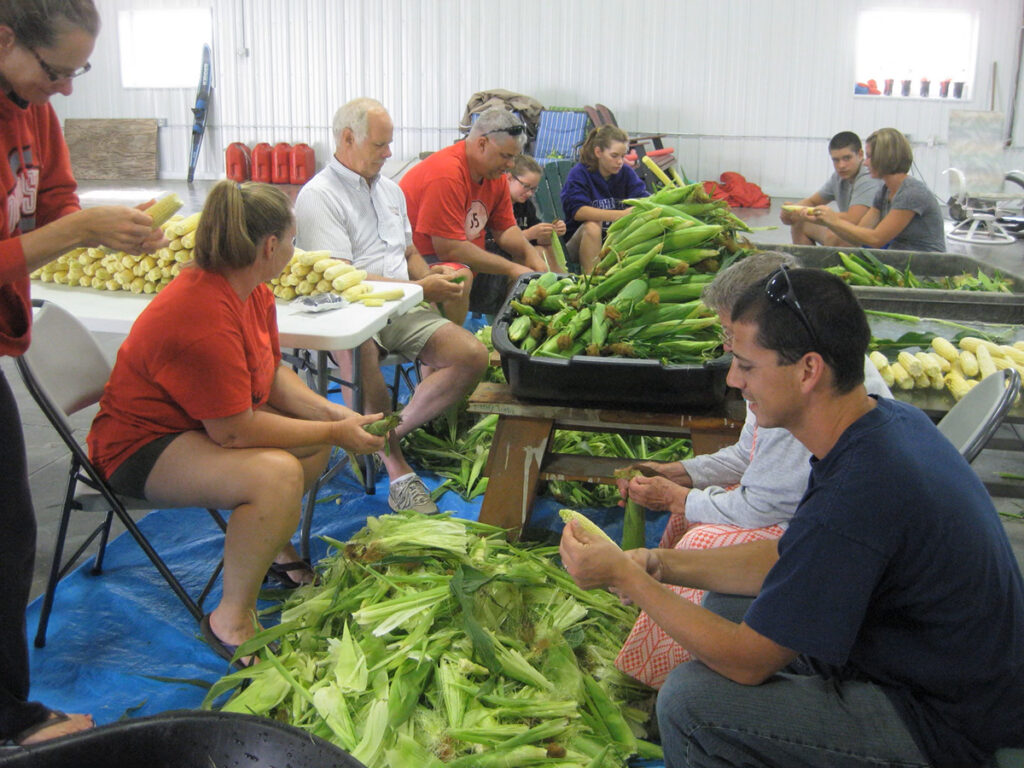 shucking corn