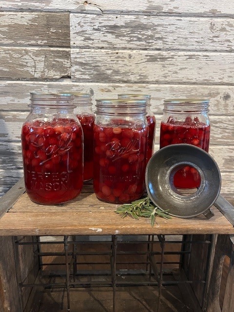 Canned cranberry juice in jars