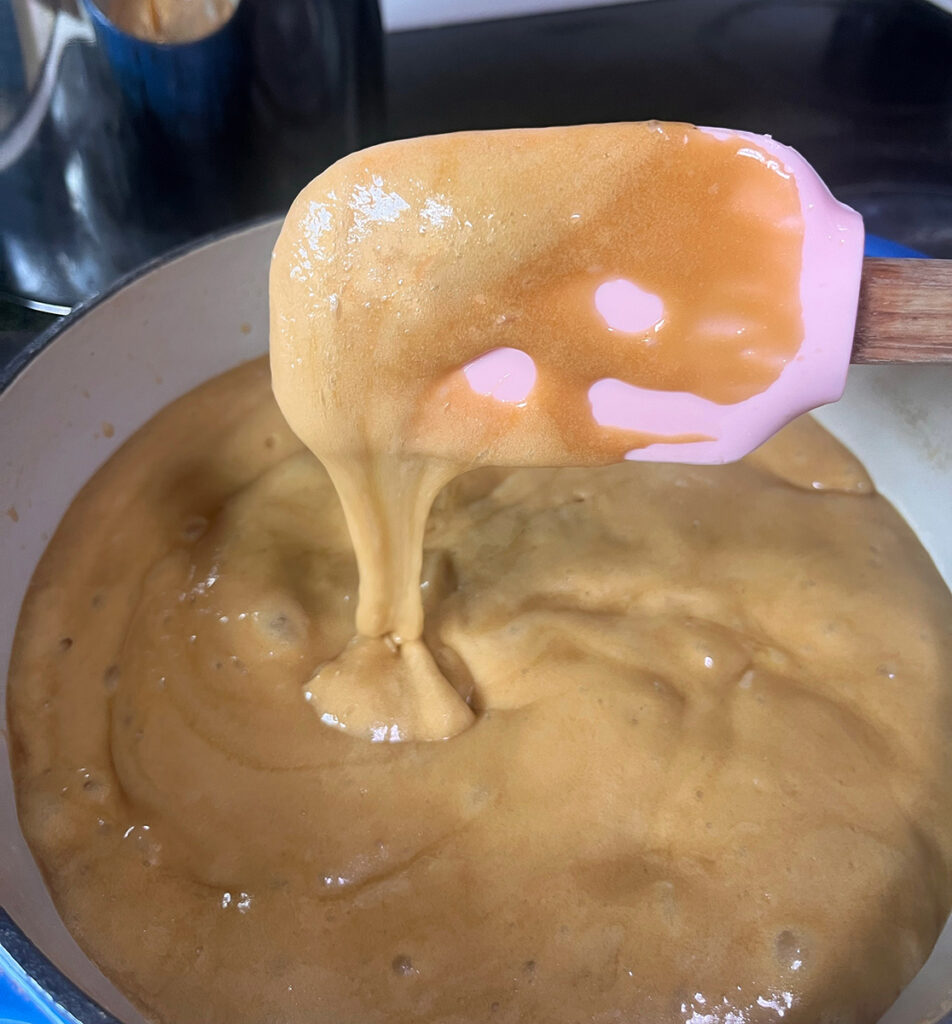 Stirring caramel sauce